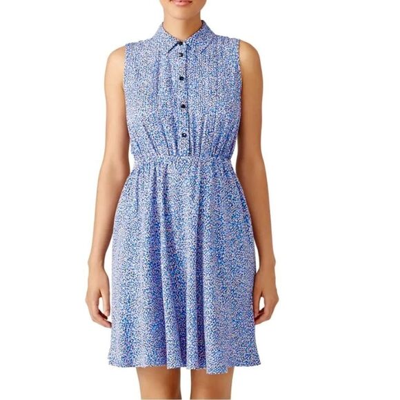 Kate Spade Blue Petals Collared Sleeveless Mini Dress - Picture 3 of 15